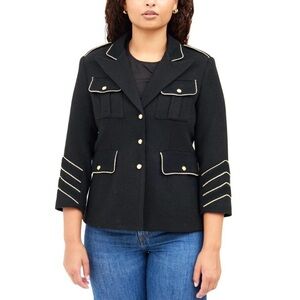 SMYTHE Military Jacket Wool Blazer Black Gold 10